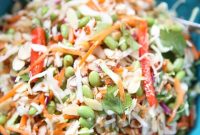 Crunchy Asian Almond Slaw with Sesame-Ginger Dressing