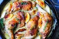 Braised Chicken Normandy with Apple Cider and Brandy