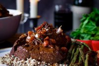 Rosemary-Braised Steak Tips Over Fluffy Quinoa Bowl