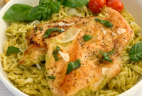 Creamy Basil Pesto Chicken Recipe with Garlic Parmesan Sauce