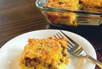 Cheesy Hash Brown Breakfast Casserole with Sausage and Eggs