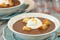 Silky Chocolate Soup with Crispy Croissant Croutons