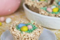 Spring Rice Krispie Treat Nests for Easter Desserts