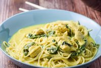 Spicy Chicken Curry Noodles with Coconut and Lime