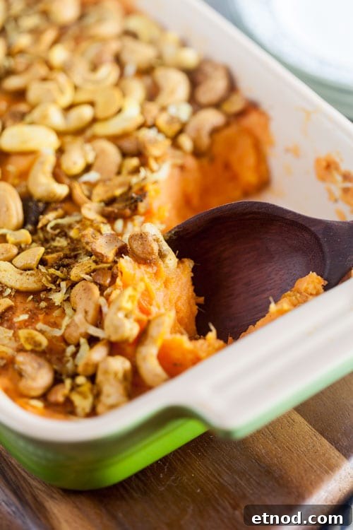 Sweet Potato Casserole with Curried Cashews