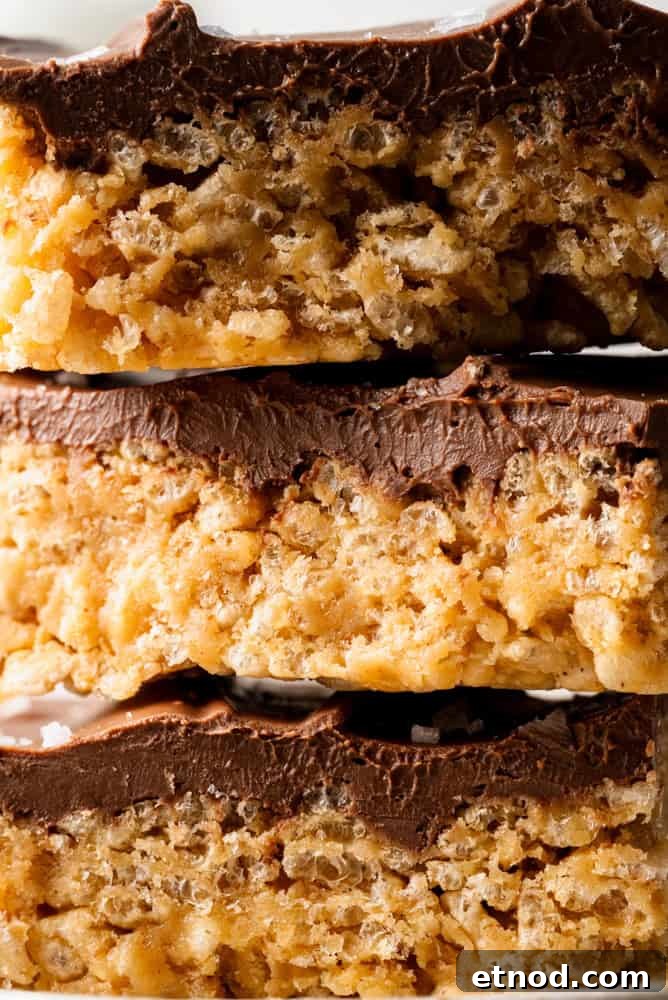 A close-up on a stack of scotcheroos.