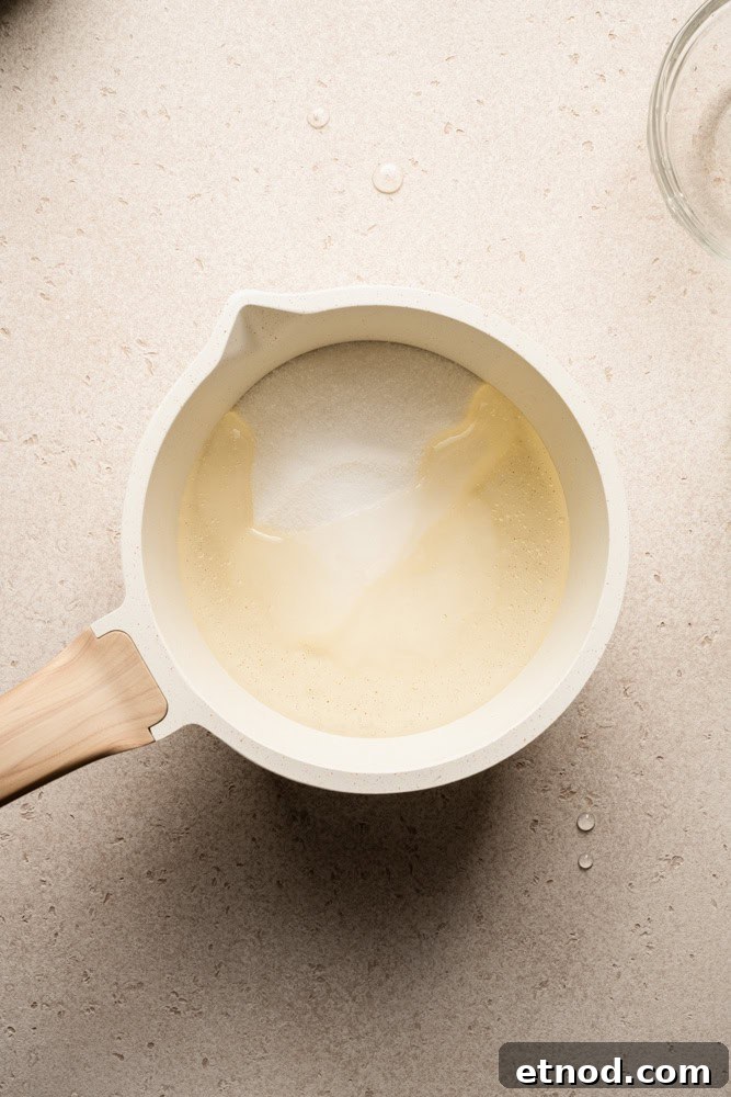 A pot of the sugar mixture.
