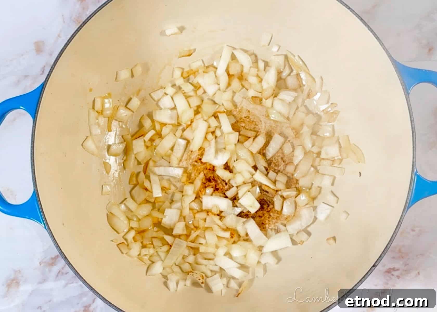 Marry Me Chicken Soup Recipe That Wins Hearts 4 browning onion in a large pot.