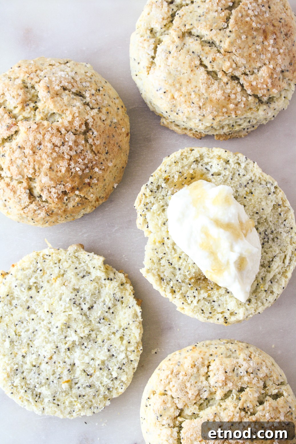 Eggless Orange and Poppy Seed Scones – Citrus Breakfast Treat 3 Tender scones bursting with fresh orange zest and poppy seeds!