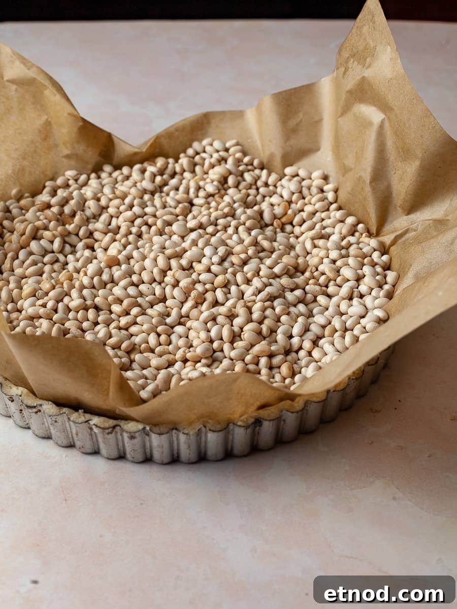 gluten free tart crust filled with beans