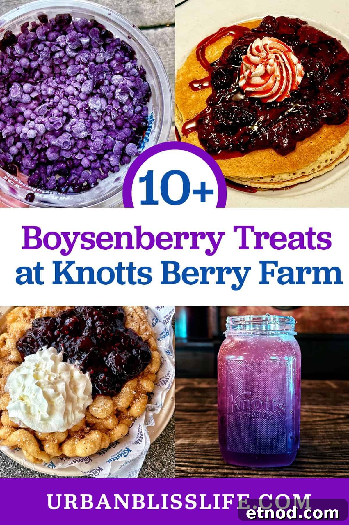 Knott's Berry Farm Boysenberry Food Trail: Must-Try Treats Guide 2 boysenberry foods with title text overlay.