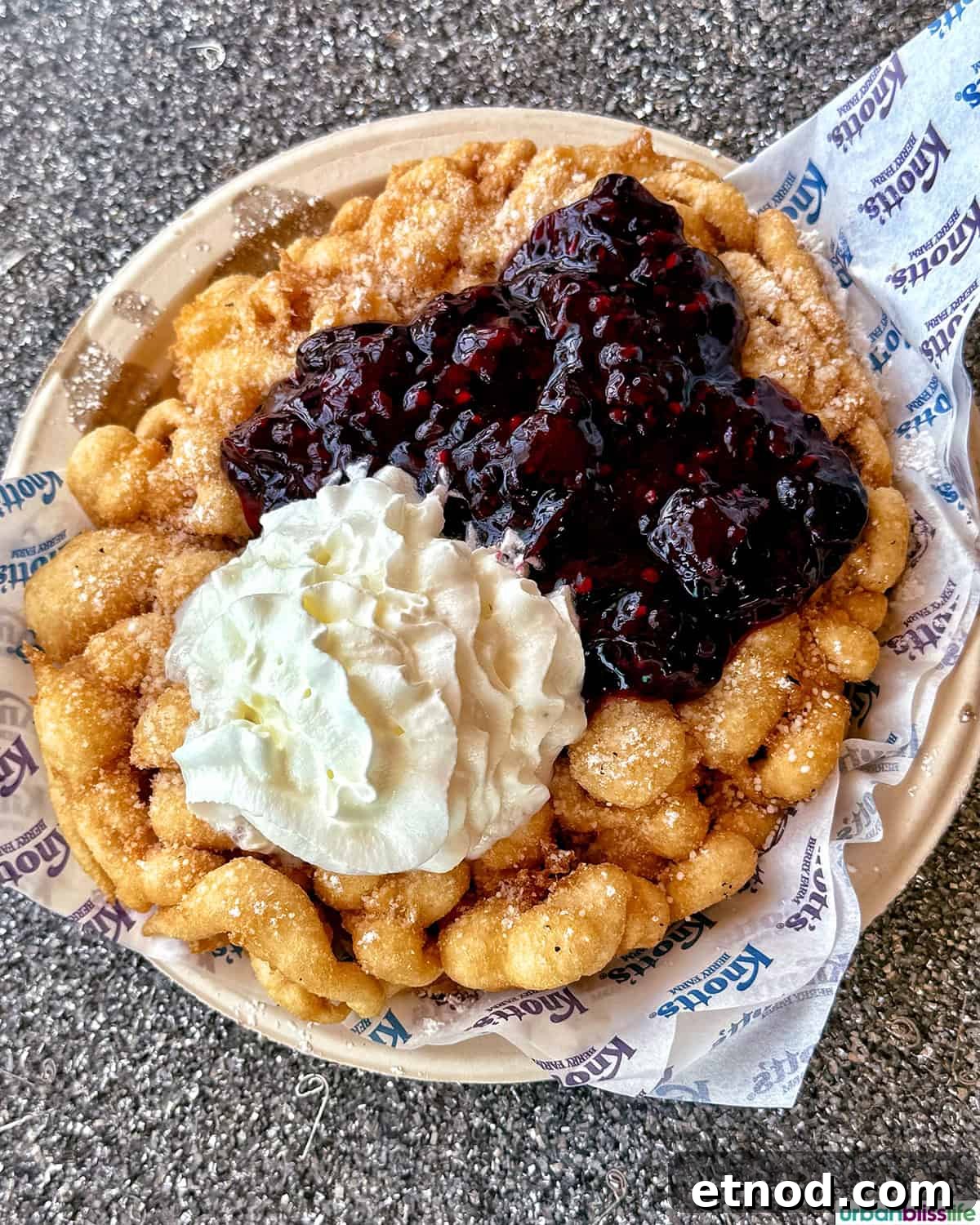Knott's Berry Farm Boysenberry Food Trail: Must-Try Treats Guide 9 boysenberry funnel cake.
