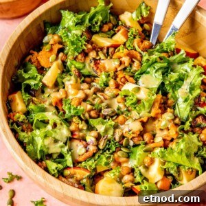 Roasted Sweet Potato Kale Salad with Crispy Chickpeas - Olivia Adriance