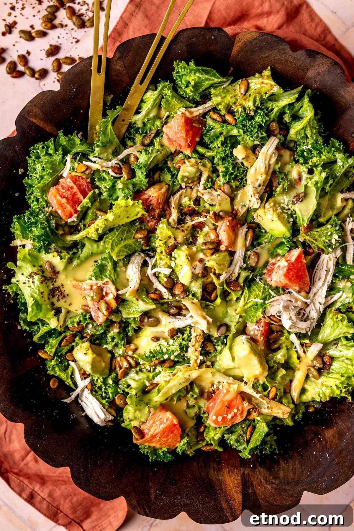 Grapefruit Avocado Salad with Pepitas and Lemon Tahini Dressing - Olivia Adriance