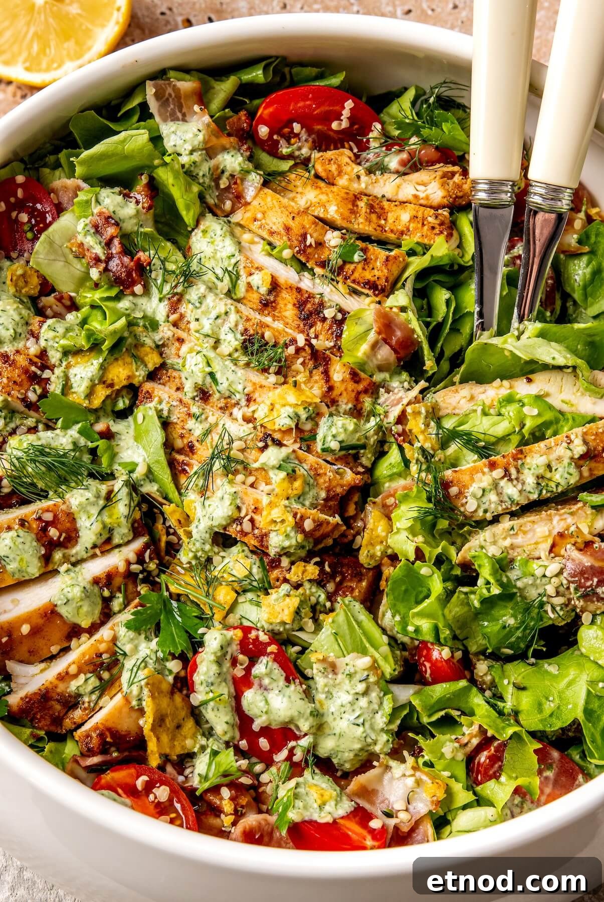 Chicken Bacon Green Goddess Ranch Salad - Olivia Adriance