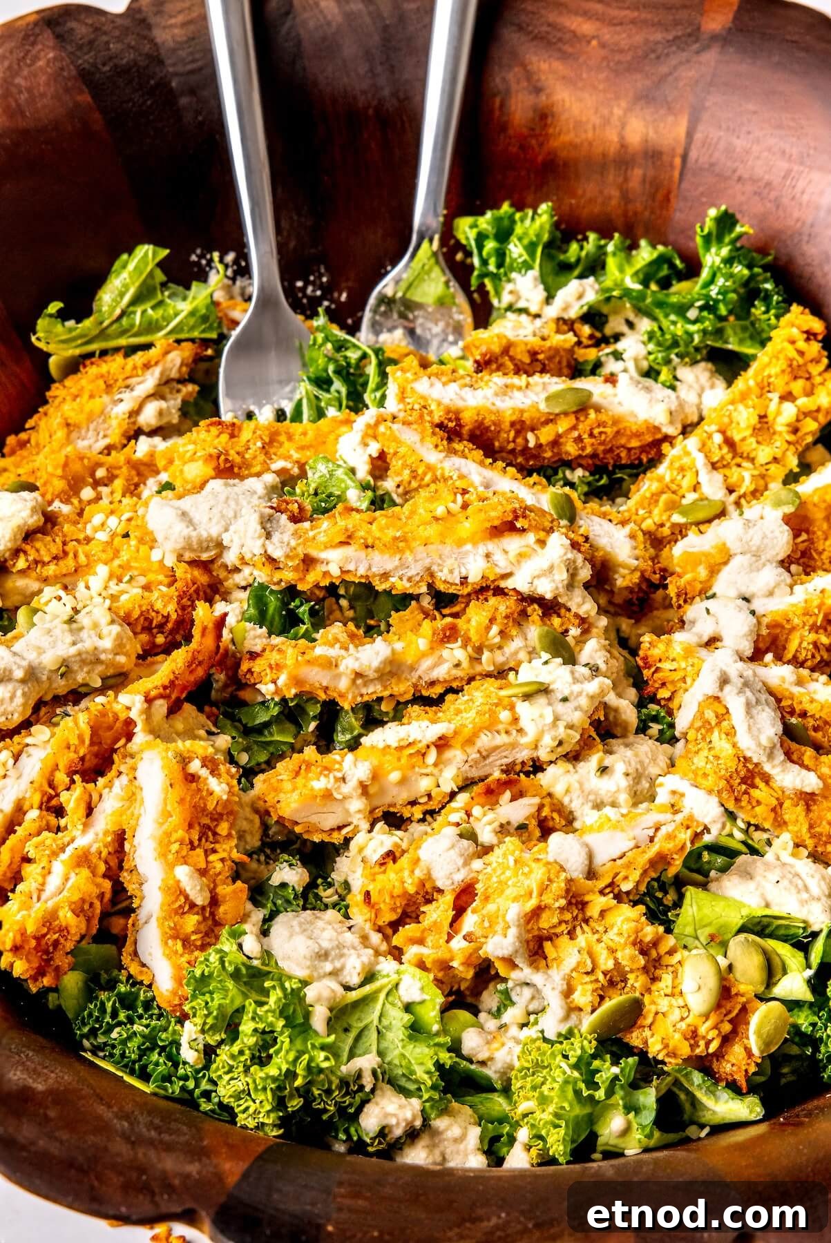 Cashew Caesar Salad with Crispy Chicken - Olivia Adriance