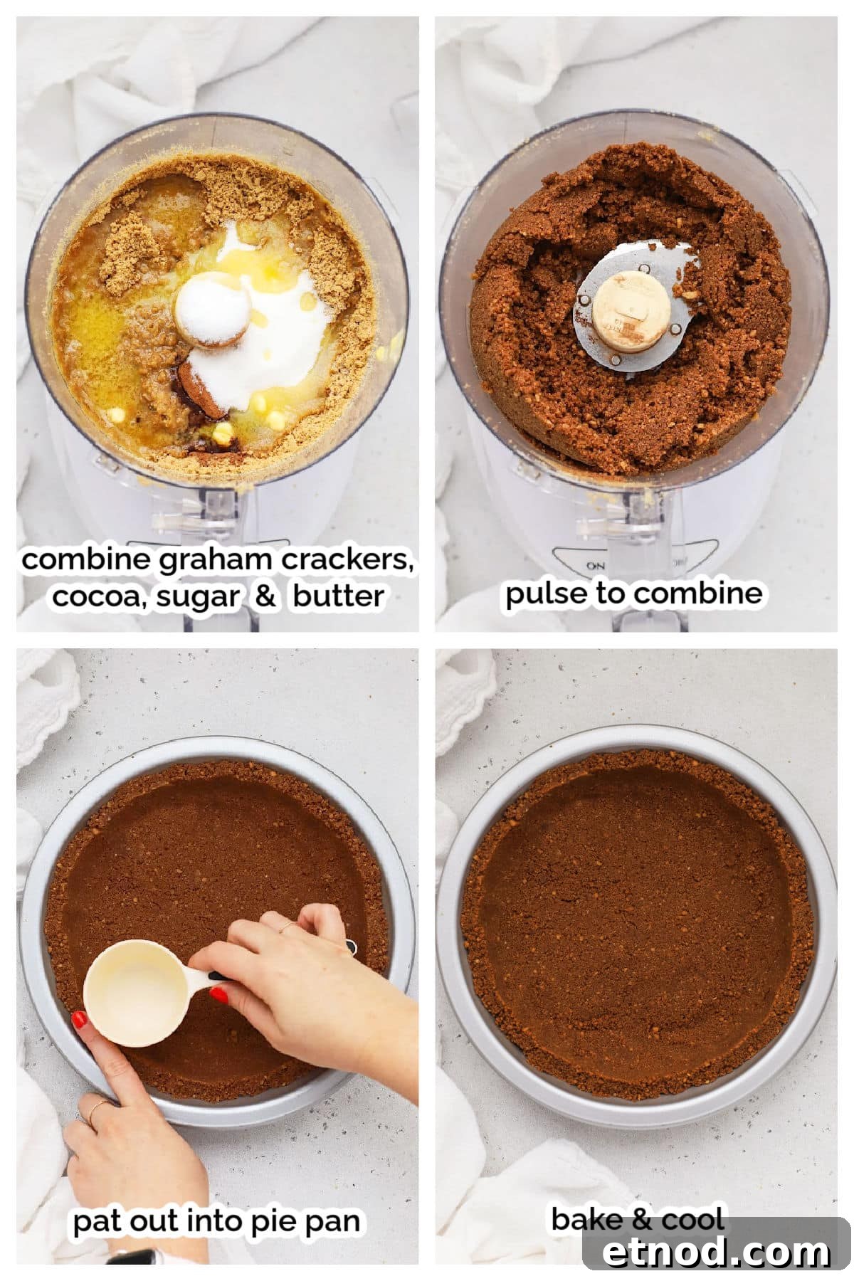 Decadent Peanut Butter Pie (Gluten-Free Recipe) 4 making gluten-free cocoa graham cracker crust, step by step