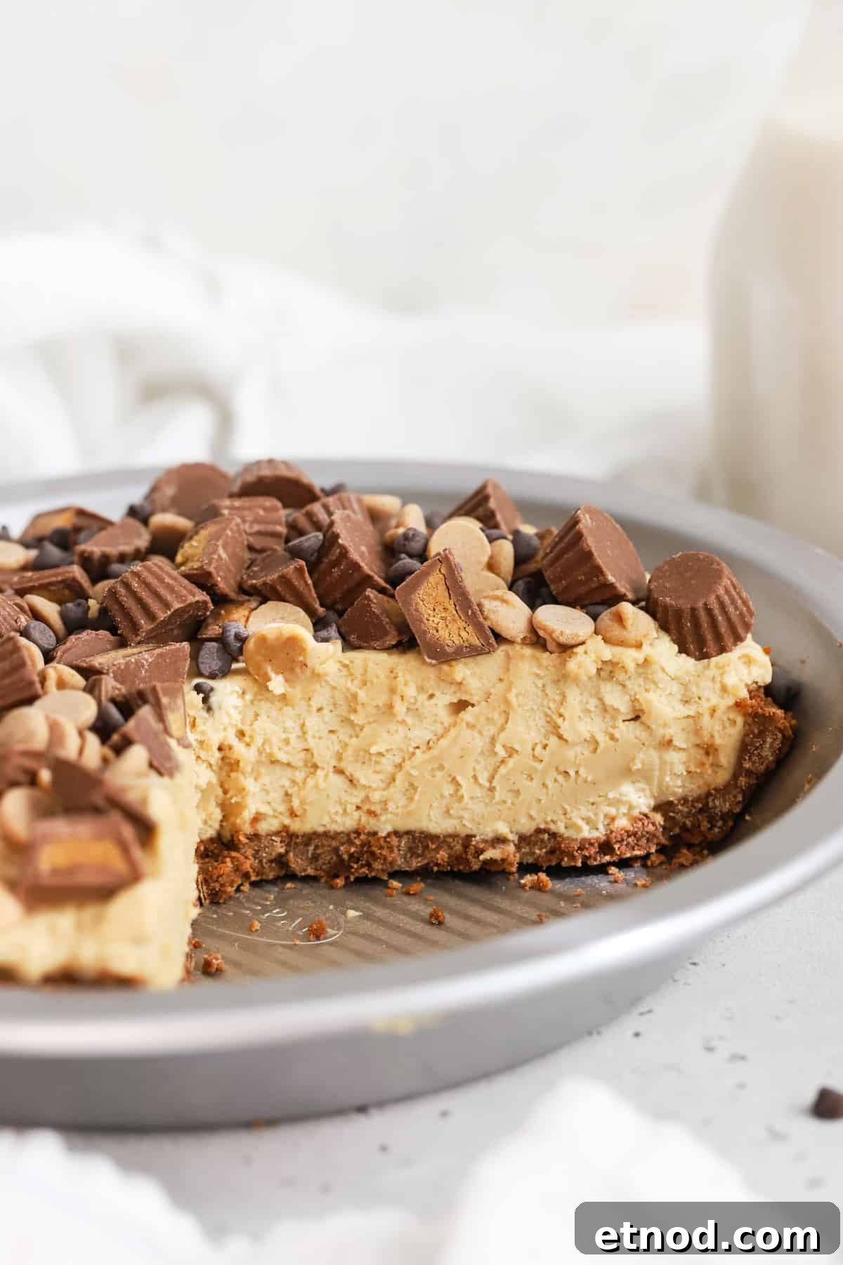 Decadent Peanut Butter Pie (Gluten-Free Recipe) 8 gluten-free peanut butter pie in a pie pan