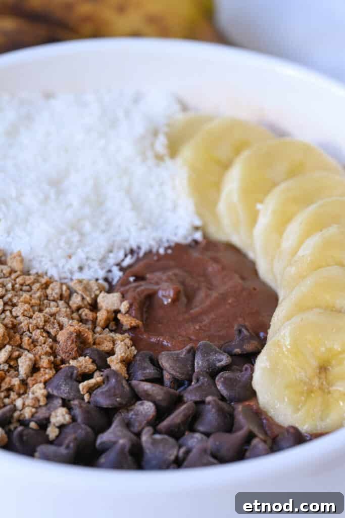 Chocolate smoothie bowl with protein powder