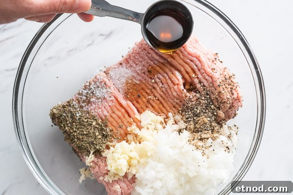 Low-Carb Lettuce-Wrapped Turkey Burgers from the Air Fryer 5 Turkey patty ingredients in a bowl
