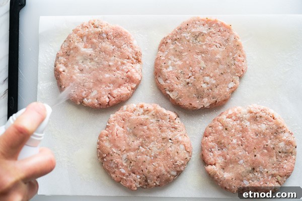 Low-Carb Lettuce-Wrapped Turkey Burgers from the Air Fryer 6 Turkey meat formed into 4 patties and sprayed with oil