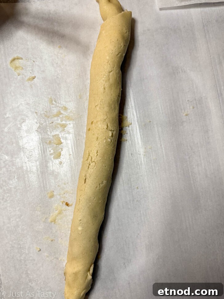 Cookie dough rolled up into a log.