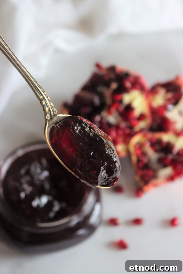 Homemade Pomegranate Jelly Recipe: Bright Flavor in Jars 5 Pomegranate jelly on a spoon