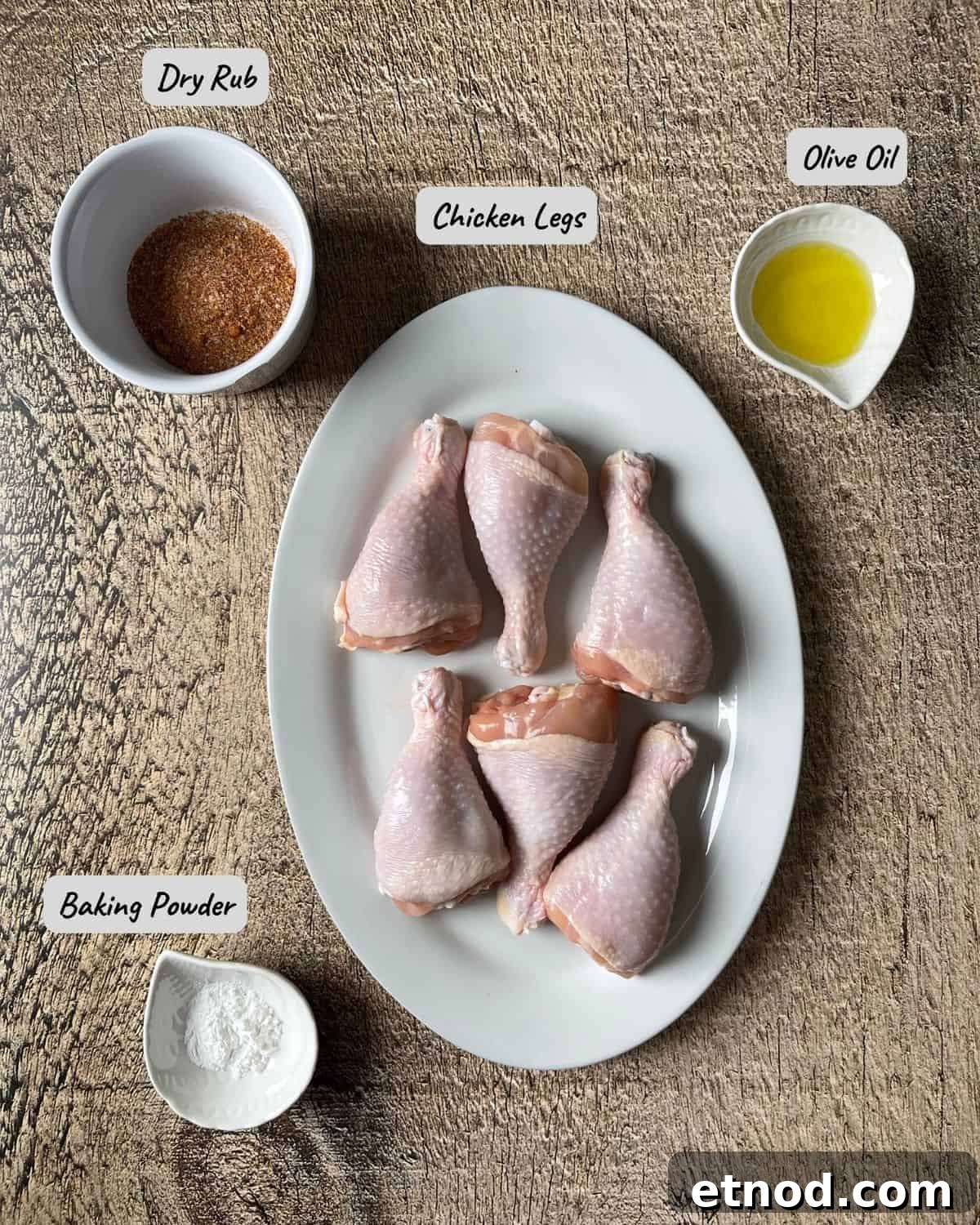 Crispy Air Fryer Chicken Drumsticks — Quick Weeknight Recipe 3 Ingredients needed to make air fryer chicken legs.