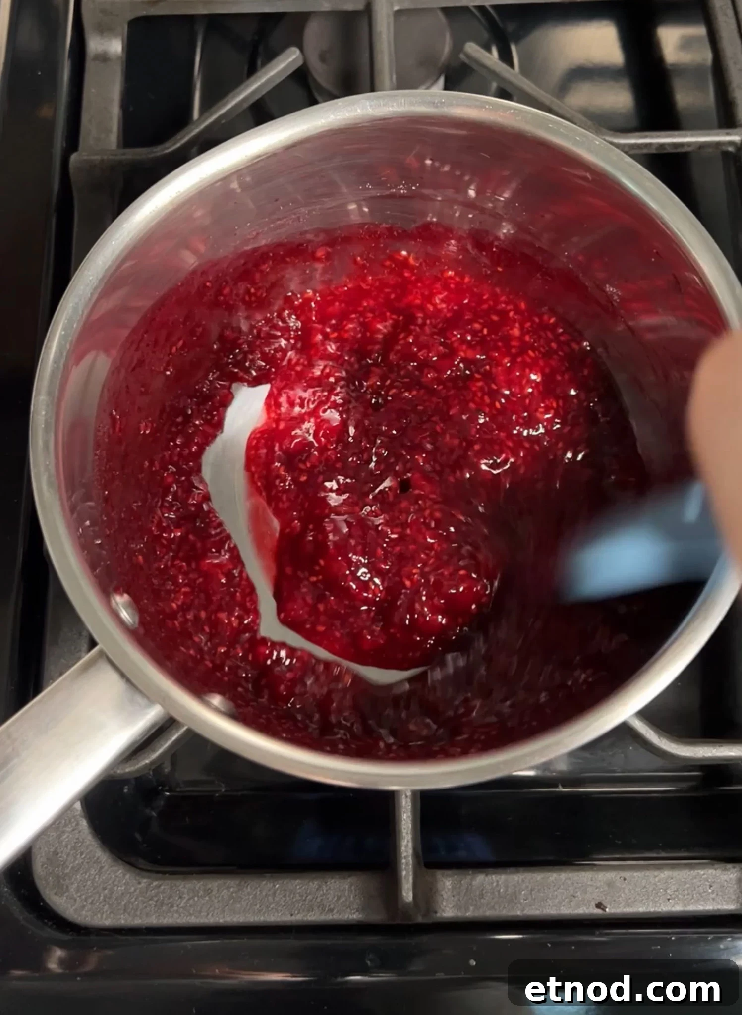Vanilla and Raspberry Pancake Layer Cake Recipe 13 Jam consistency on the raspberry mixture.