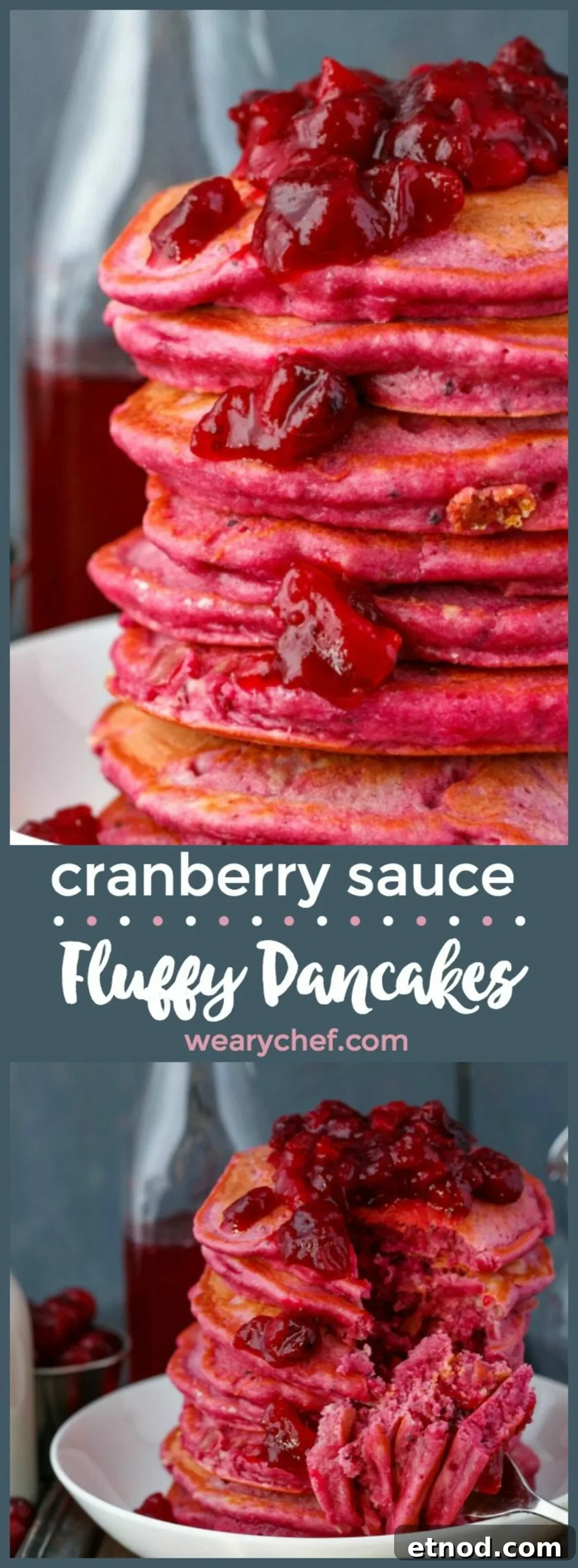 Cranberry Sauce Pancakes: Quick Recipe for Leftover Cranberries 2 Double up on the cranberry sauce for these easy pancakes! Perfect breakfast recipe for the holidays, or you can use your favorite jelly any time of year!