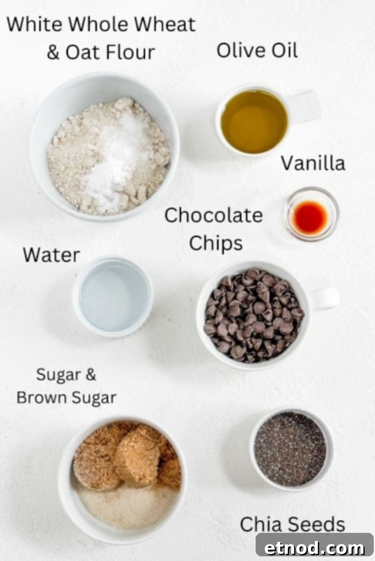 Vegan Blondies Recipe: Chewy, Fudgy Dairy-Free Bars 3 Ingredients to make vegan blondies with chocolate chips, labeled.