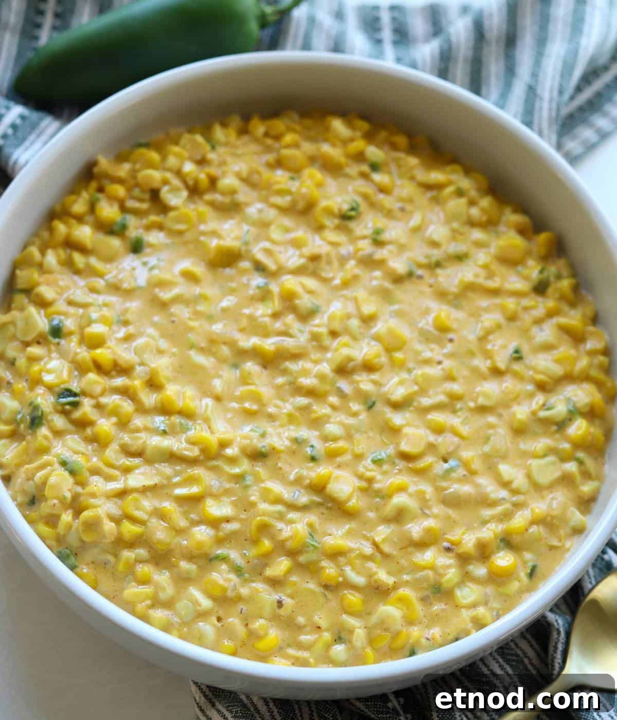 Cheesy Jalapeno Creamed Corn in bowl.
