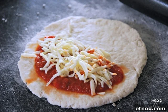 2 Ingredient Dough with sauce and mozzarella