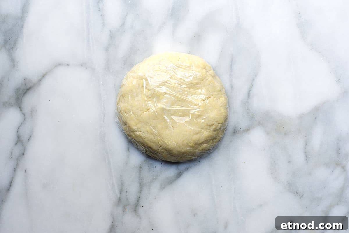 Lard Pie Crust disc wrapped in plastic