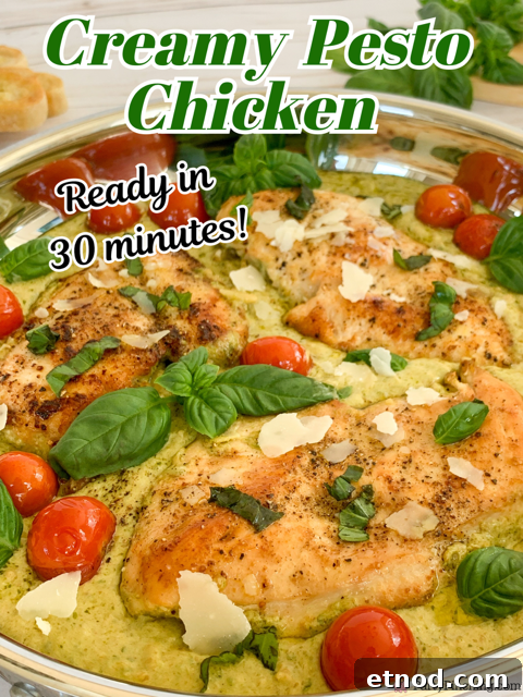 Creamy Basil Pesto Chicken Recipe with Garlic Parmesan Sauce 2 creamy pesto chicken, easy pesto chicken one pan pesto chicken, 30 minute pesto chicken, best easy creamy basil pesto chicken dinner recipe ideas, store-bought pesto chicken, easy family meals, easy company meals, best easy basil pesto chicken with orzo