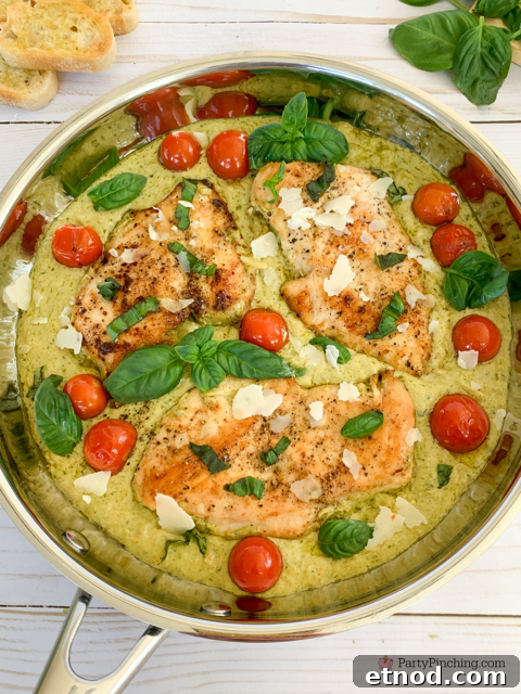 Creamy Basil Pesto Chicken Recipe with Garlic Parmesan Sauce 11 creamy pesto chicken, easy pesto chicken one pan pesto chicken, 30 minute pesto chicken, best easy creamy basil pesto chicken dinner recipe ideas, store-bought pesto chicken, easy family meals, easy company meals, best easy basil pesto chicken with orzo