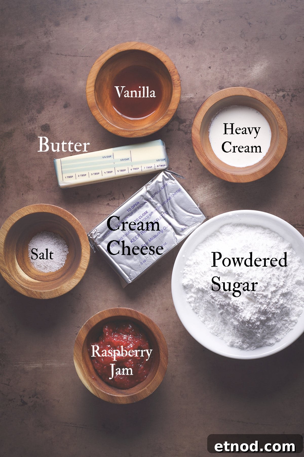 Raspberry Cream Cheese Frosting Recipe for Cakes & Cupcakes 3 All the ingredients you need to make a batch of raspberry frosting.