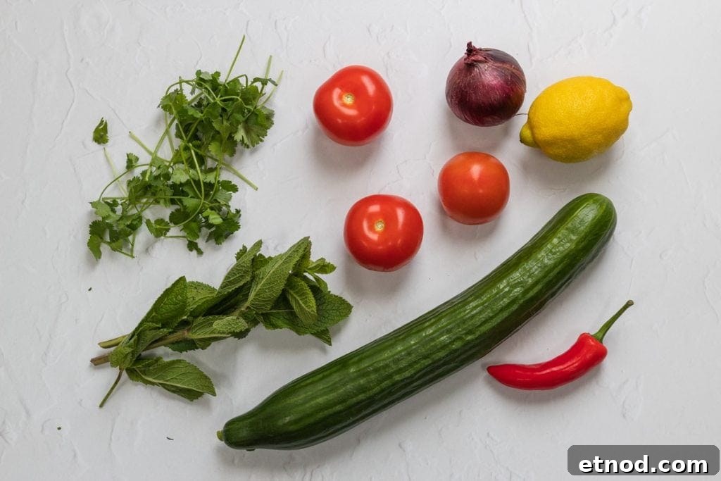Ingredients for kachumber salad