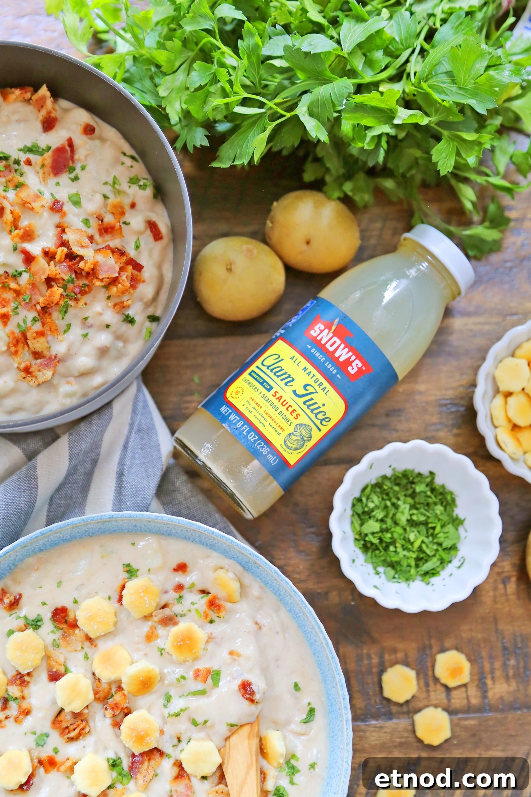 Classic New England Creamy Clam Chowder Recipe 5 Ingredients simmering