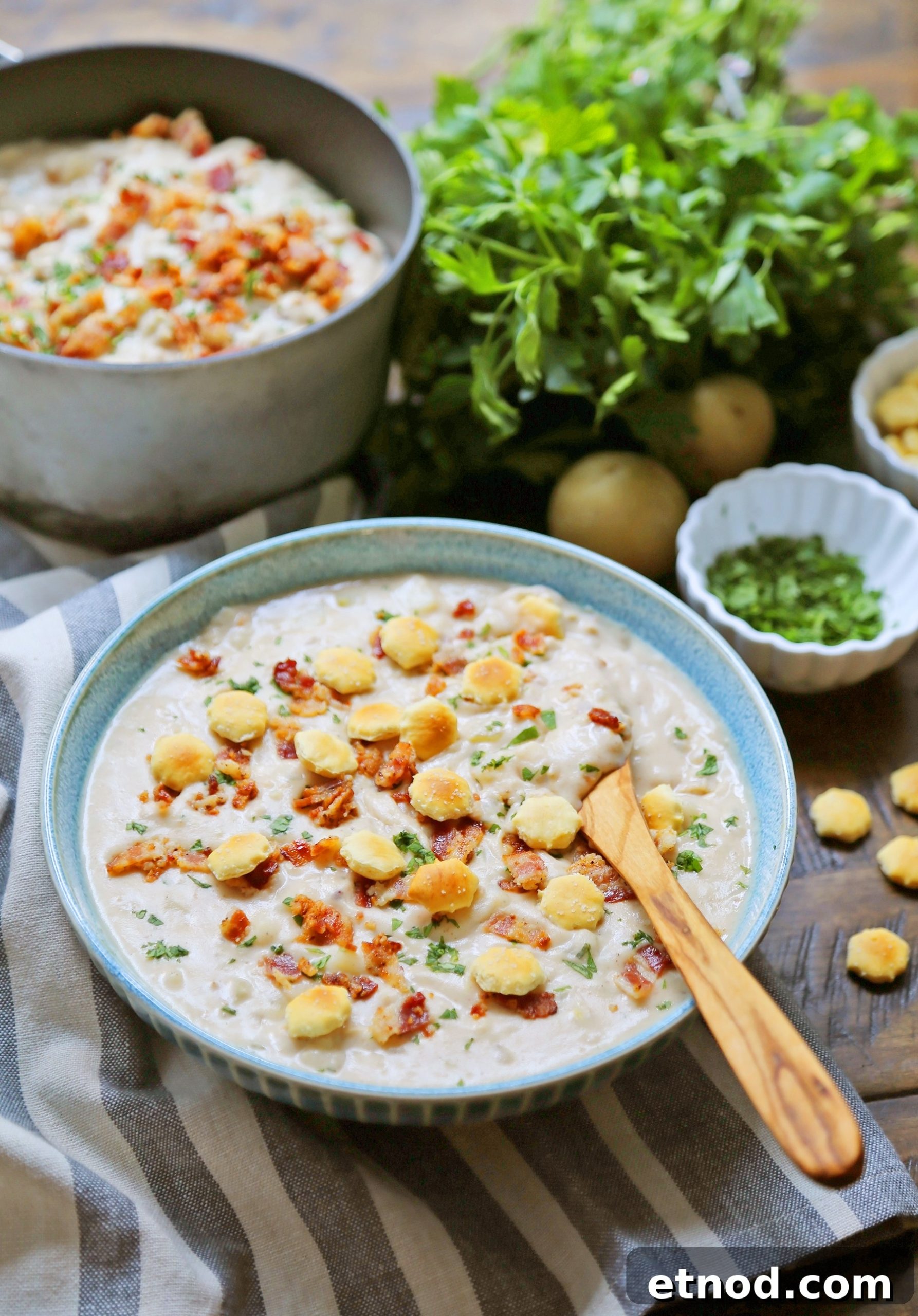 Classic New England Creamy Clam Chowder Recipe 6 Chowder close-up