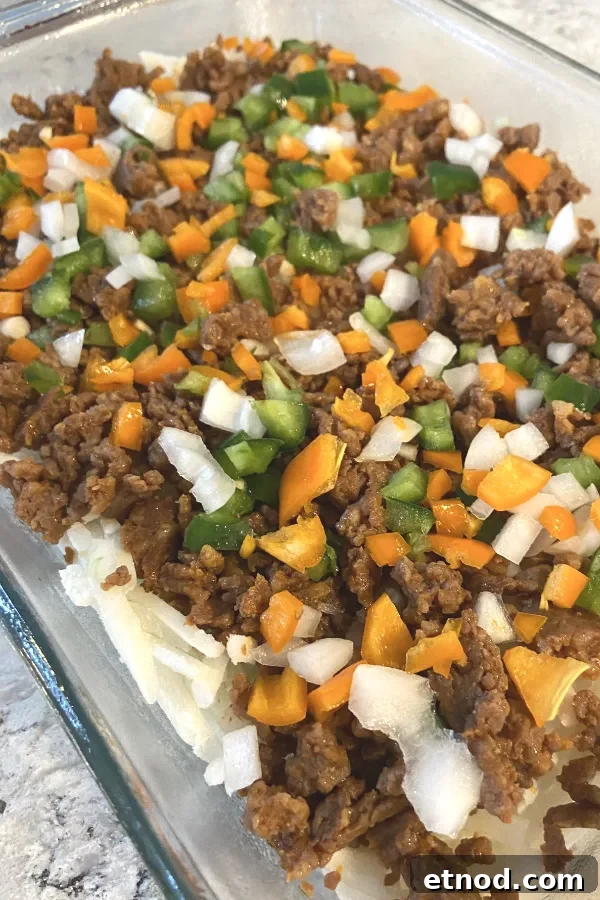 ground sausage and peppers