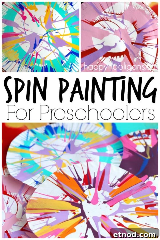 Spin Painting for Preschoolers - an easy, stunning art process for kids using a simple kitchen gadget