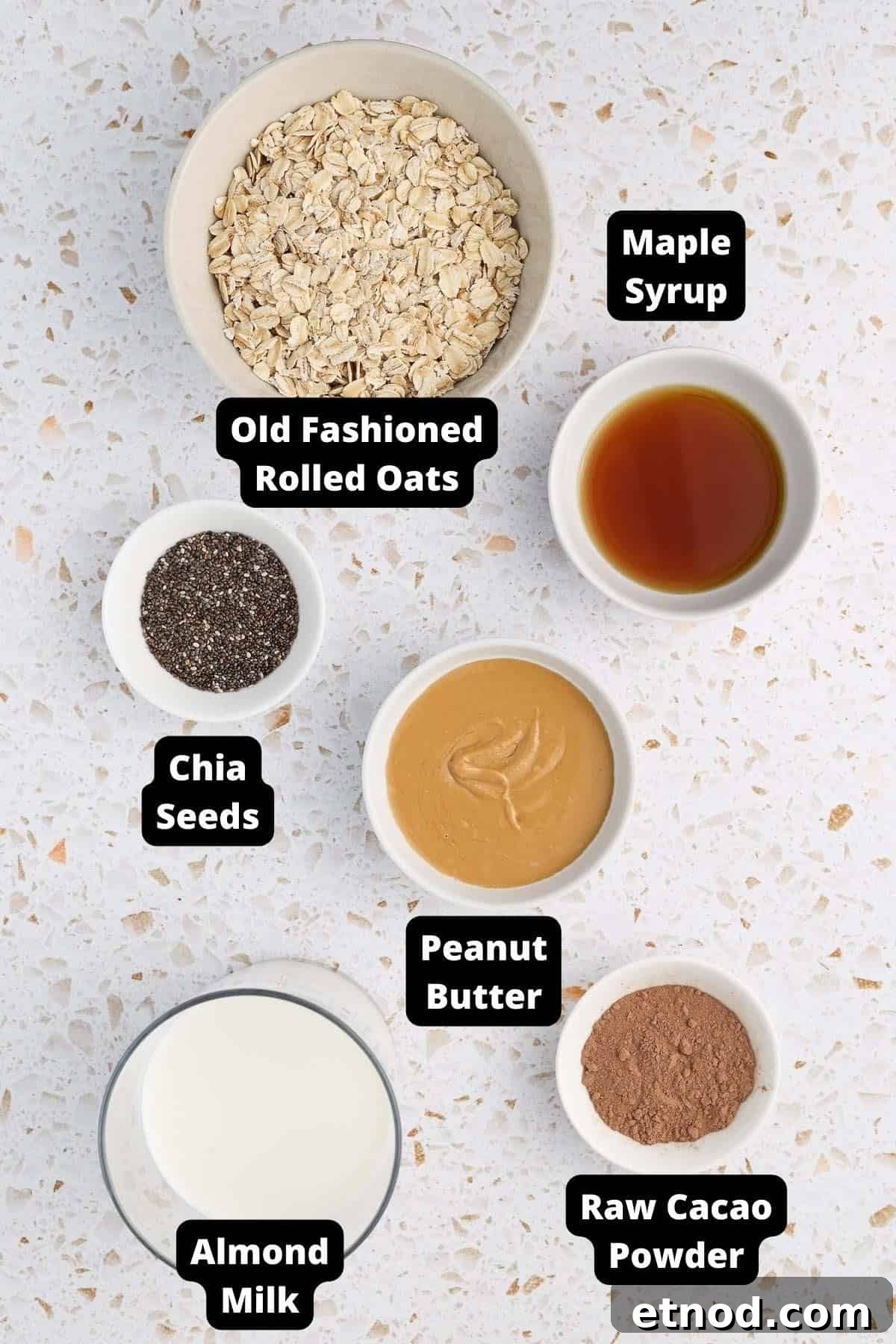 Ingredients in this recipe on a white marble background.