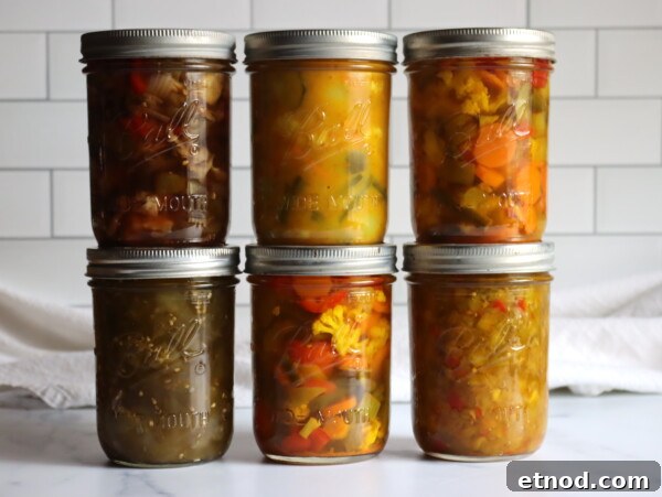 Authentic Amish Chow-Chow Recipe: Classic Southern Pickled Relish 10 Six different jars of regional chow chows.