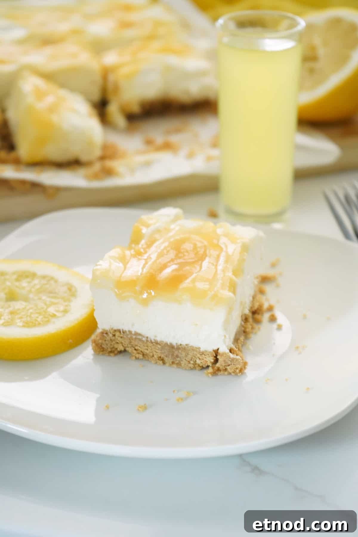 Limoncello Cheesecake Bars (No-Bake) 11 img 27228 10