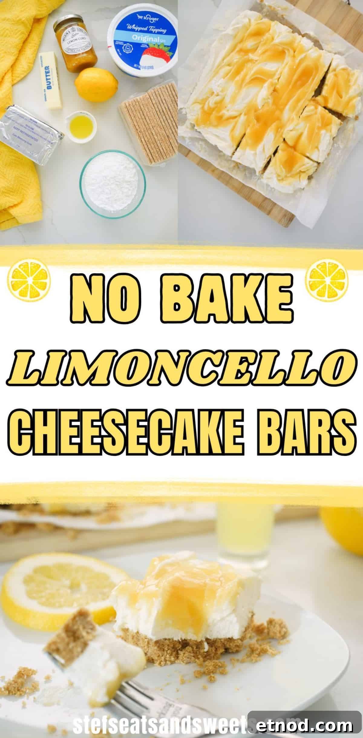 Limoncello Cheesecake Bars (No-Bake) 10 limoncello cheesecake bars pin