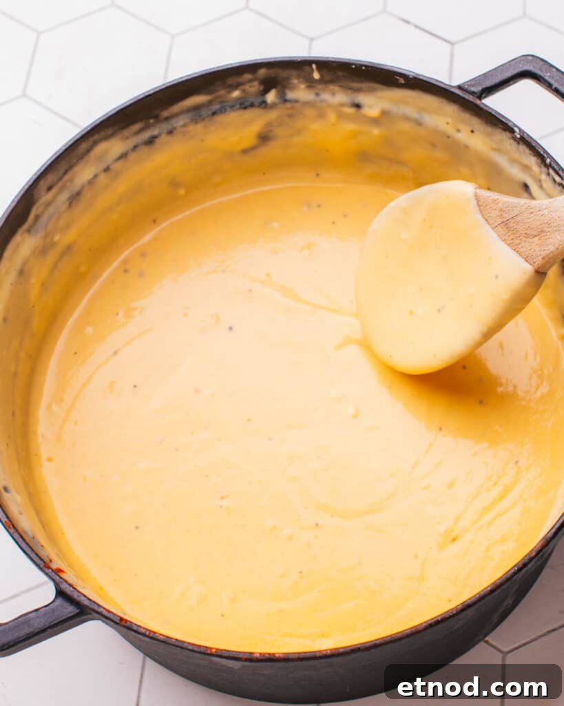 Cheddar Cheese Sauce for mac and cheese.