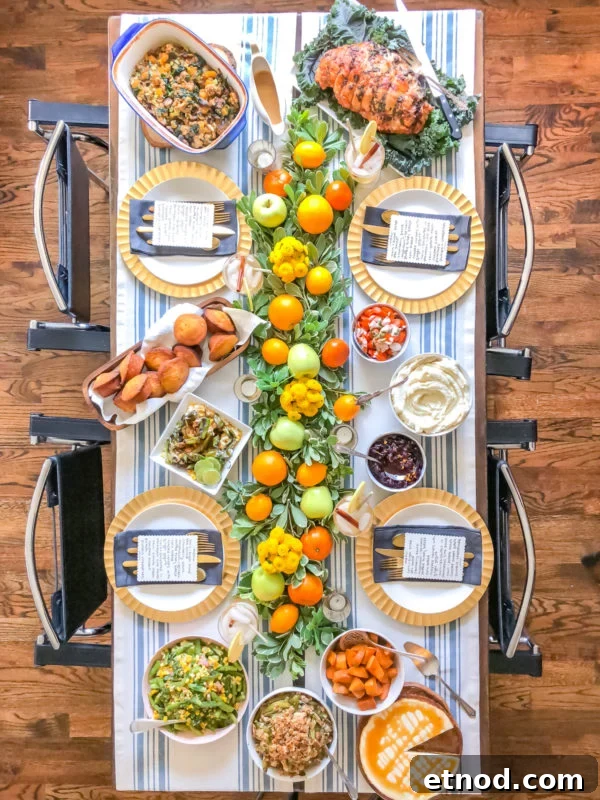 Fresh Fruit Table Setting for Thanksgiving | Learn how to combine greens with fresh fruit to create a festive Thanksgiving tablescape! Fresh Fruit Thanksgiving Tablescape 4
