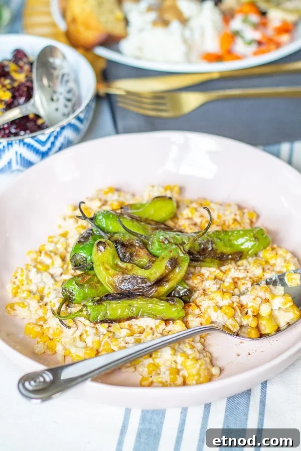 Creamy Parmesan Lime Corn and Shishito Peppers | This Creamy Parmesan Lime Corn and Shishito Peppers recipe brings together fresh corn in a creamy and citrusy Parmesan lime sauce and blistered shishito peppers. #thanksgiving Creamy Parmesan Lime Corn and Shishito Peppers | This Creamy Parmesan Lime Corn and Shishito Peppers recipe brings together fresh corn in a creamy and citrusy Parmesan lime sauce and blistered shishito peppers. #thanksgiving
