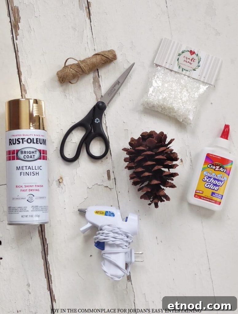 DIY Snow Covered Pine Cone Ornament